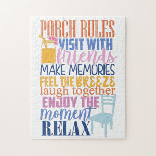 Porch Rules Cute Funny Quote voor vrienden Legpuzzel