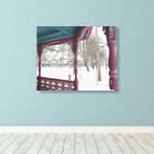 Porch Uitzicht op een sneeuwdag - Martha's wijntui Canvas Afdruk (Insitu (Houten vloer))