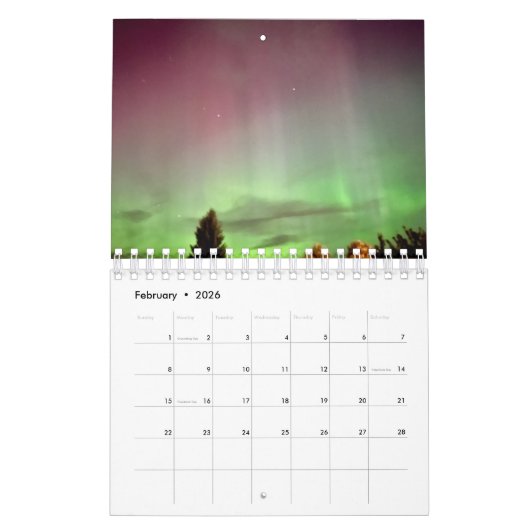 Porch Uitzicht van het noorderlicht / drie / Kalender (Feb 2026)