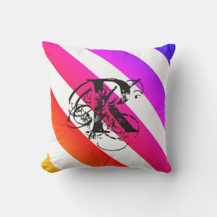 Porch Vibrant Summer Colors Monogram Modern Buitenkussen