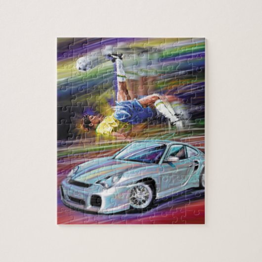 PORCHE EN FOOTBALL/SOCCER PLAYER LEGPUZZEL (Verticaal)