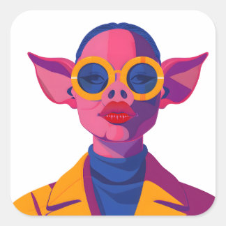Porcine Beauty Vierkante Sticker