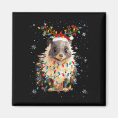 Porcupine Animal Santa Hat Lelijke Kerstboom Lig Magneet (Voorkant)
