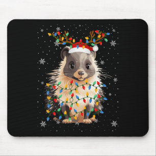 Porcupine Animal Santa Hat Lelijke Kerstboom Lig Muismat