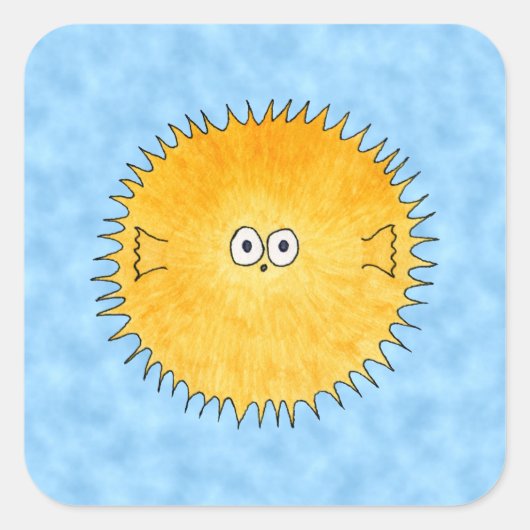 Porcupine Fish. Vierkante Sticker (Voorkant)
