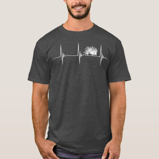 Porcupine Heartbeat EKG Pulse Quill Pig Nature Ani T-shirt