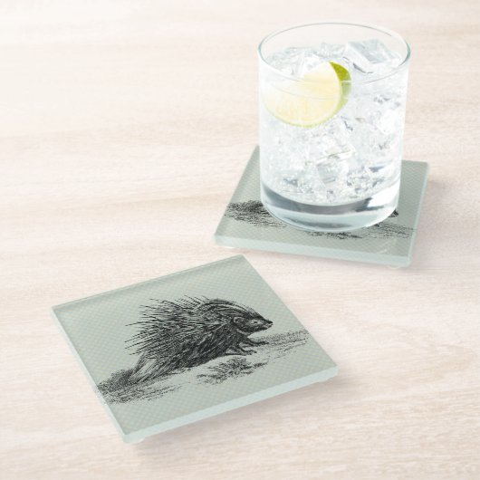  Porcupine Illustratie Glazen Onderzetter (Schuin)