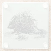  Porcupine Illustratie Glazen Onderzetter (Achterkant)