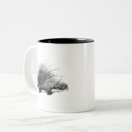 Porcupine  illustratie tweekleurige koffiemok (Voorkant links)