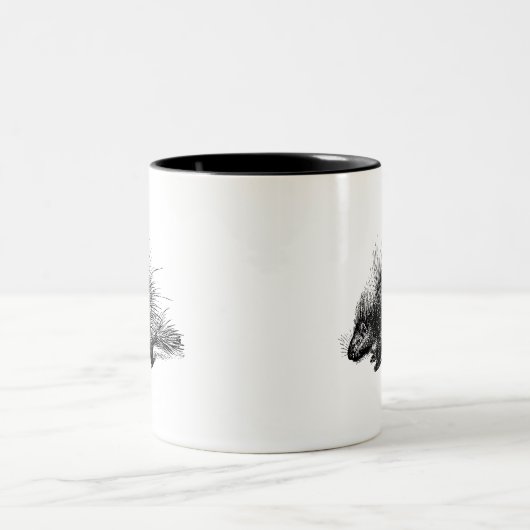 Porcupine  illustratie tweekleurige koffiemok (Center)