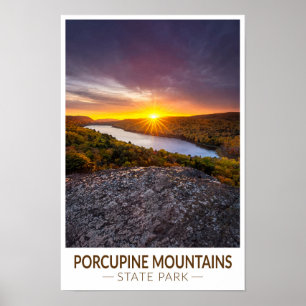 Porcupine Mountains State Park Michigan Aquarel Poster