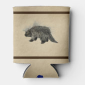 Porcupine op oud papier blikjeskoeler (Voorkant)