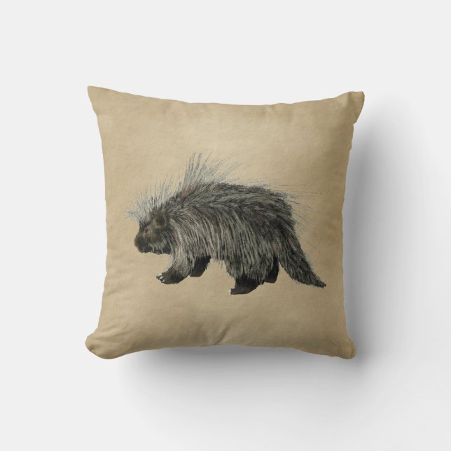 Porcupine op oud papier kussen (Voorkant)