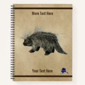 Porcupine op oud papier notitieboek (Voorkant)