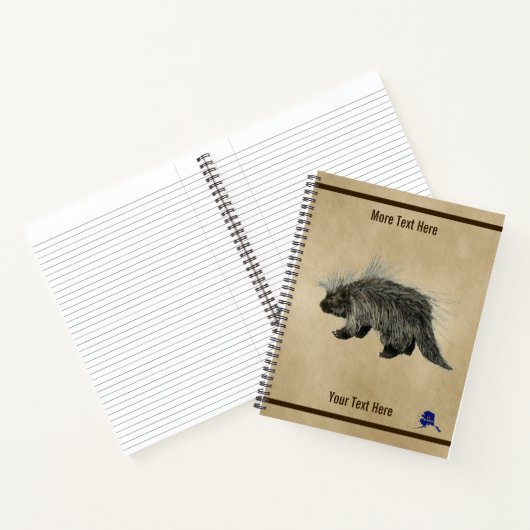 Porcupine op oud papier notitieboek (Binnen)
