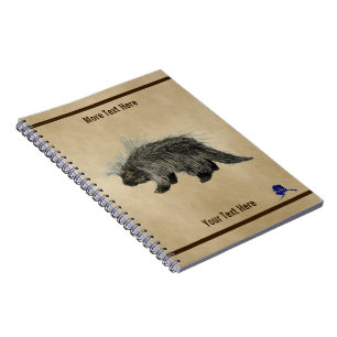 Porcupine op oud papier notitieboek