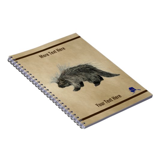 Porcupine op oud papier notitieboek (Rechterzijde)