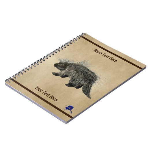 Porcupine op oud papier notitieboek (Linkerzijde)