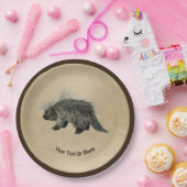 Porcupine op oud papier papieren bordje (Feest)