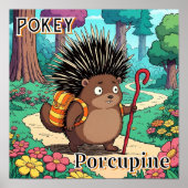 porcupine | Schattigee Cartoon Kind Nursery Art Poster (Voorkant)
