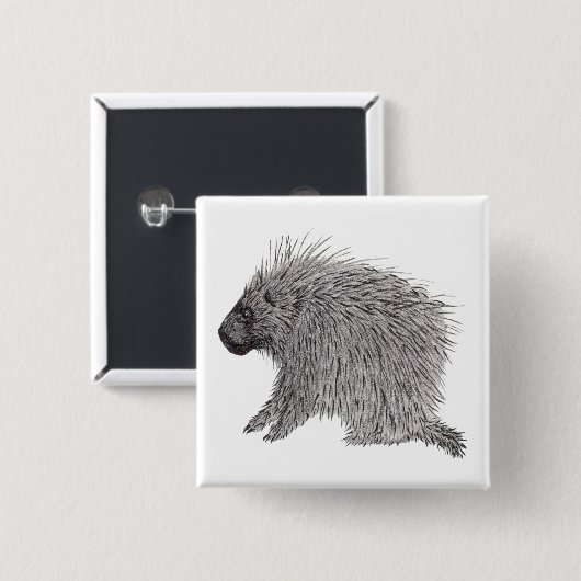 Porcupine Vierkante Button 5,1 Cm (Voorkant /achterkant)