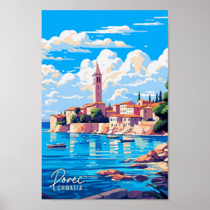 Porec Kroatië Art vintage reisillustratie Poster