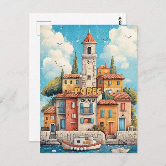Porec Kroatië Republiek Reizen Briefkaart (Voorkant / Achterkant)