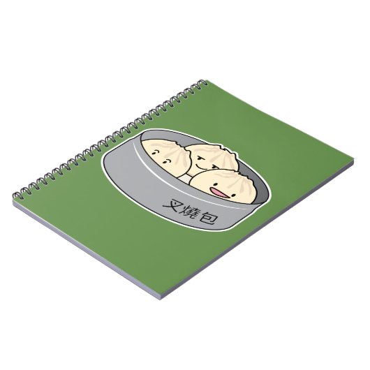 Pork Bun dim sum Chinees ontbijt gestoomd bq bun Notitieboek (Linkerzijde)