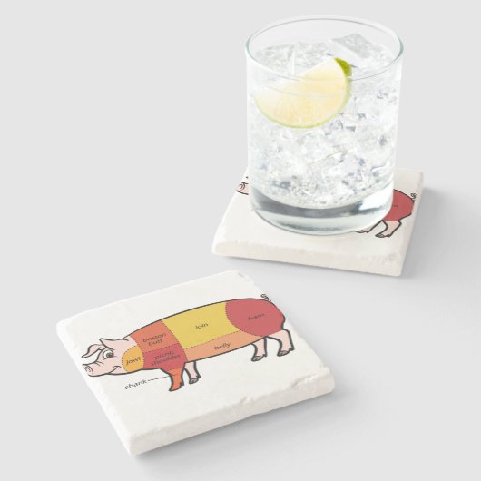 Pork Butcher Chart (2) Stenen Onderzetter (Zijkant)