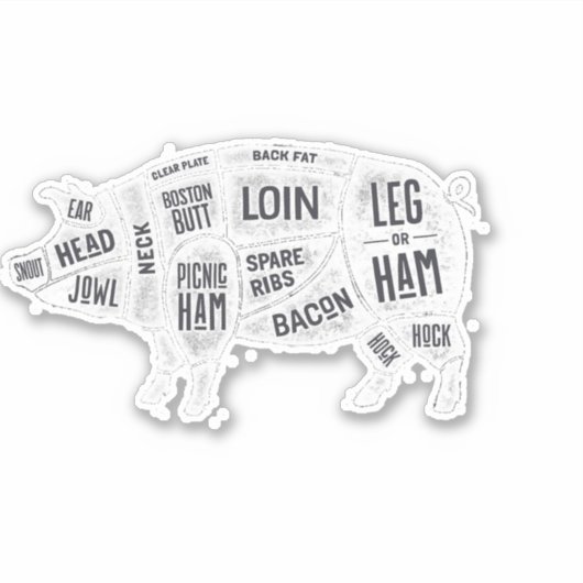 Pork Butcher Chart Sticker (Voorkant)