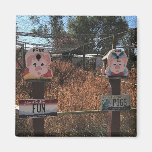 Pork Chop, Fun Pigs, Idaho Funny Signs Magneet (Voorkant)