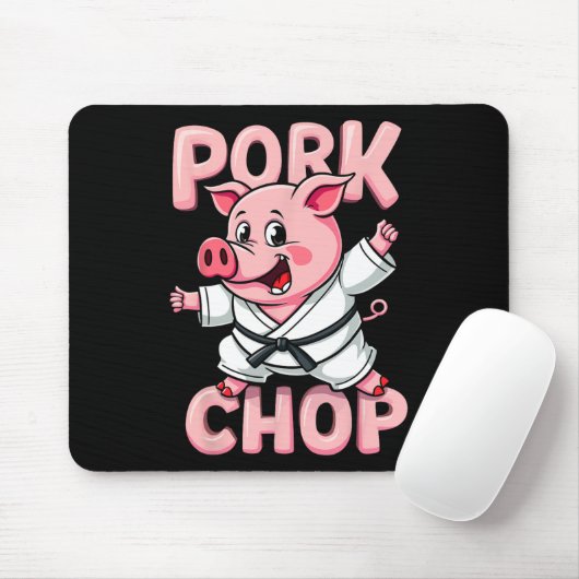 Pork Chop Funny Karate Pig Martial  Muismat (Met muis)