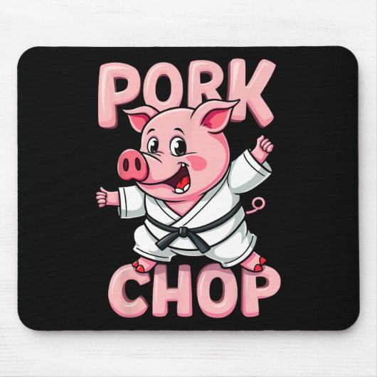 Pork Chop Funny Karate Pig Martial  Muismat (Voorkant)