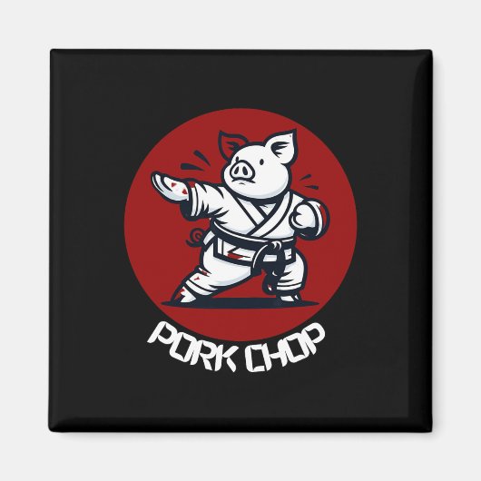 Pork Chop Karate Pig Funny Pun Martial Arts  Magneet (Voorkant)
