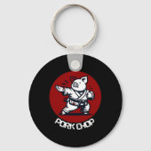 Pork Chop Karate Pig Funny Pun Martial Arts Sleutelhanger (Voorkant)