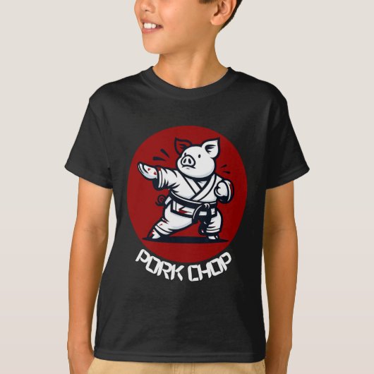 Pork Chop Karate Pig Funny Pun Martial Arts  T-shirt (Voorkant)