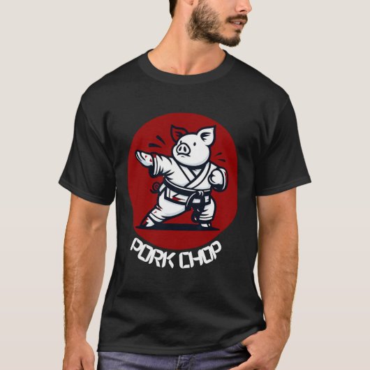 Pork Chop Karate Pig Funny Pun Martial Arts  T-shirt (Voorkant)