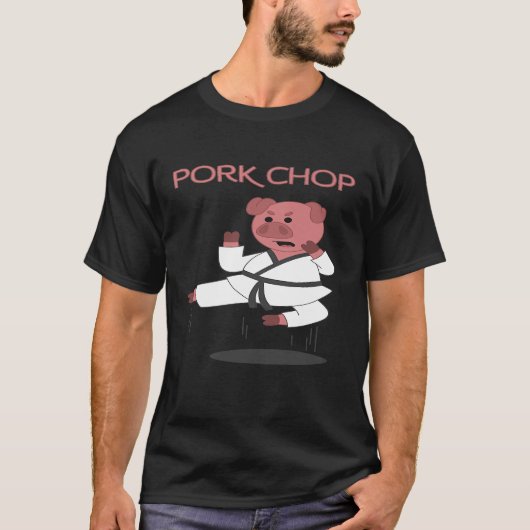 Pork Chop Pig Karate Pun Martial Arts T-shirt (Voorkant)