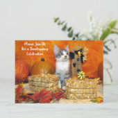 Pork Chop's Herfst / Autumn / Thanksgiving Cat Kaart (Staand voorkant)
