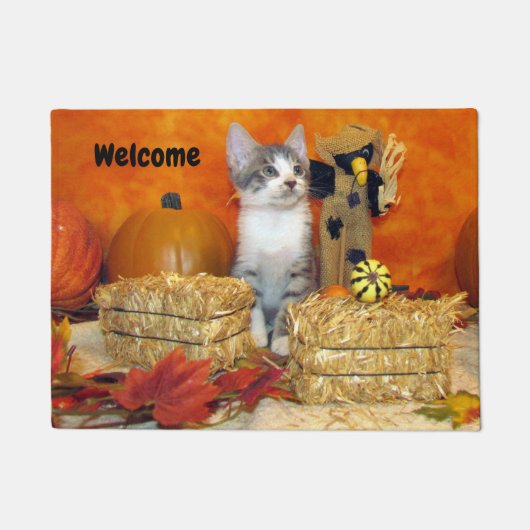 Pork Chop's Herfst Doormat - Cute Cat Pic for Autu Deurmat (Voorkant)