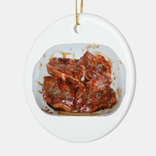Pork Chops in White Dish Photography Keramisch Ornament (Links)