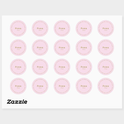 Pork-Free Request Sticker, Light pink Ronde Sticker (Vel)