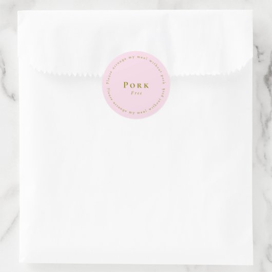 Pork-Free Request Sticker, Light pink Ronde Sticker (Tas)