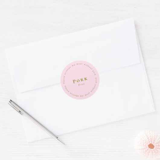 Pork-Free Request Sticker, Light pink Ronde Sticker (Envelop)