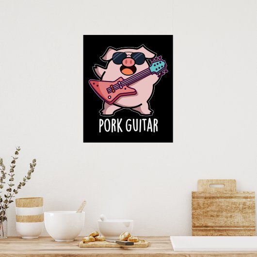 Pork Guitar Funny Rock Guitar Pig Donk BG Poster (Keuken)