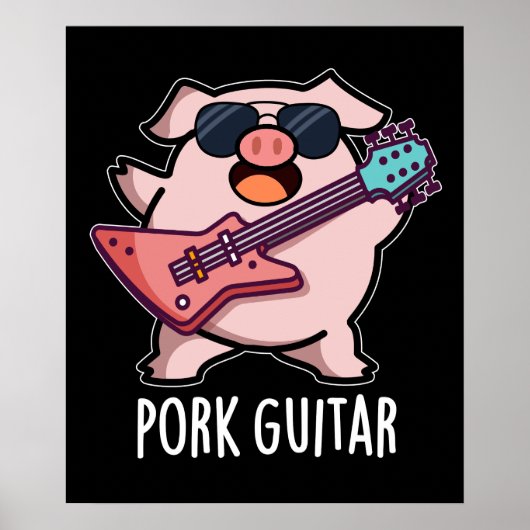 Pork Guitar Funny Rock Guitar Pig Donk BG Poster (Voorkant)