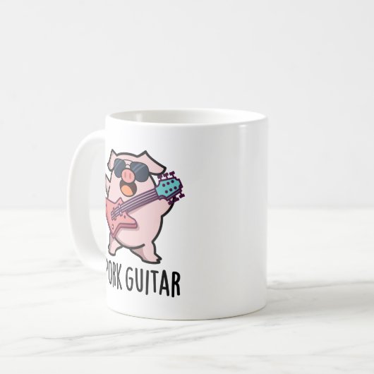 Pork Guitar Funny Rock Guitar Pig Pun Koffiemok (Voorkant links)