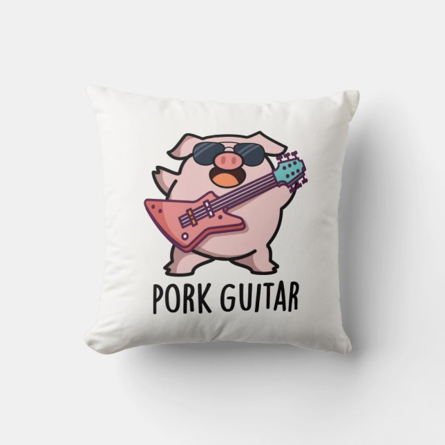 Pork Guitar Funny Rock Guitar Pig Pun Kussen (Voorkant)