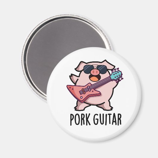 Pork Guitar Funny Rock Guitar Pig Pun Magneet (Voorkant / Achterkant)