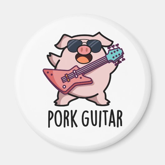 Pork Guitar Funny Rock Guitar Pig Pun Magneet (Voorkant)